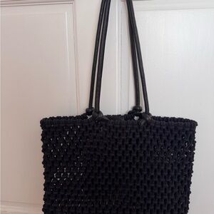 Elegant Black Woven Tote Bag